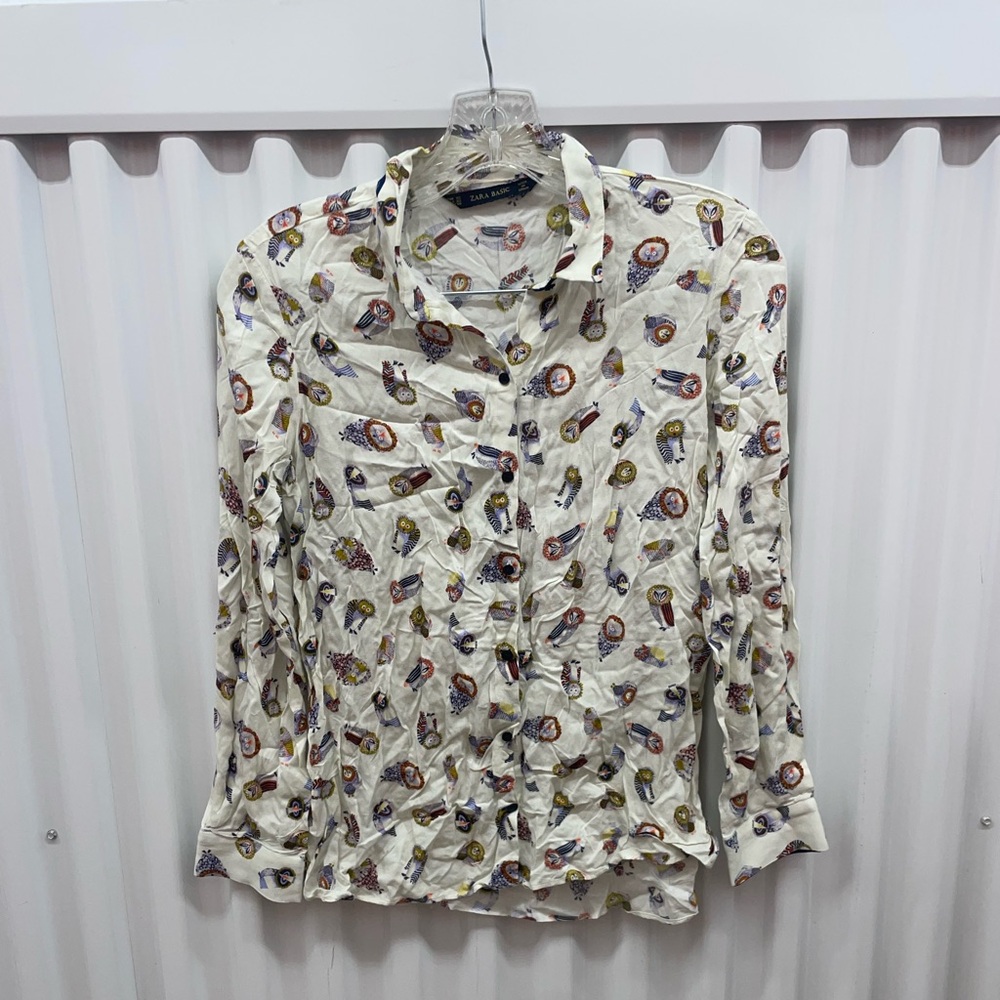 Zara Basic Women’s Owl Print Blouse Size XS
